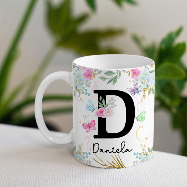 Caneca Floral com Inicial + Nome - Imagem 5