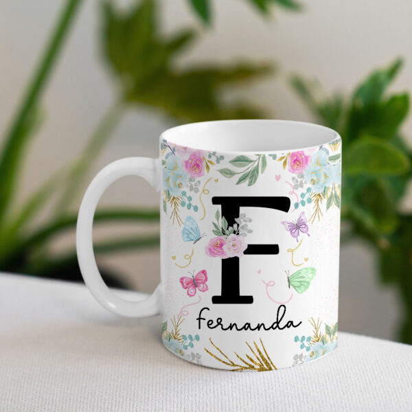 Caneca Floral com Inicial + Nome - Imagem 7