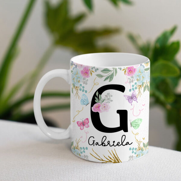 Caneca Floral com Inicial + Nome - Imagem 9