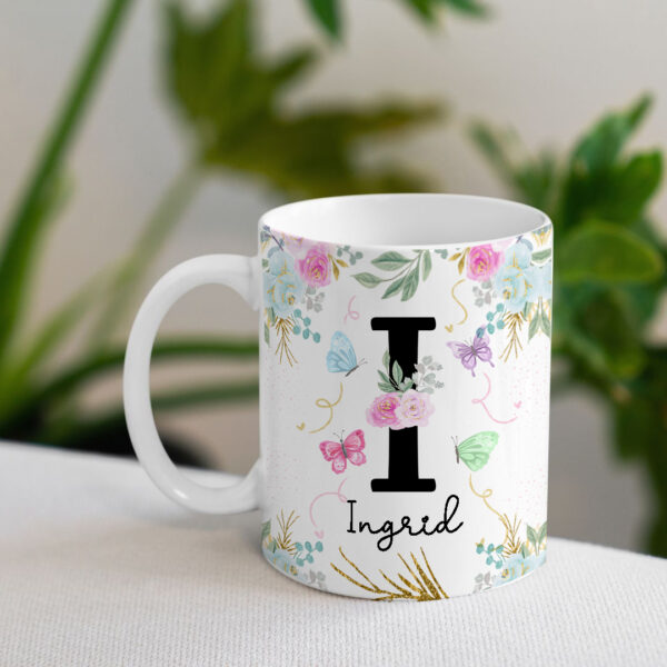 Caneca Floral com Inicial + Nome - Imagem 11