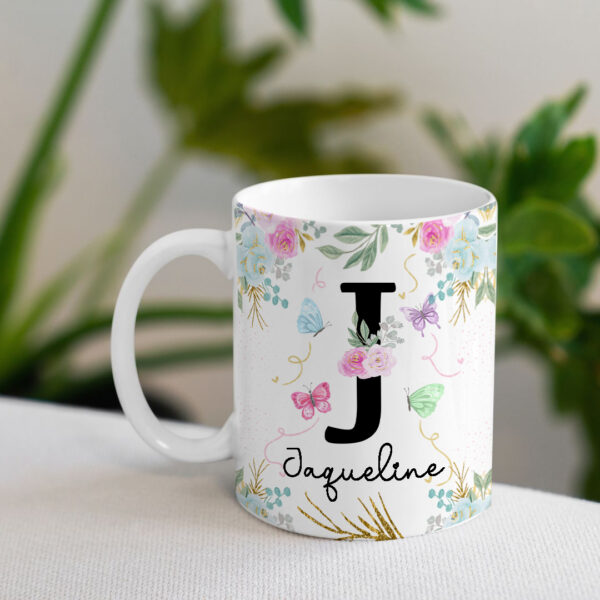 Caneca Floral com Inicial + Nome - Imagem 12