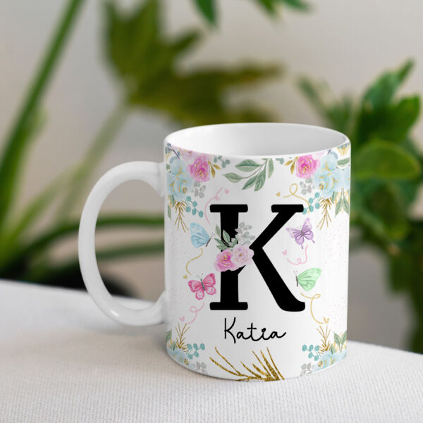 Caneca Floral com Inicial + Nome - Imagem 13