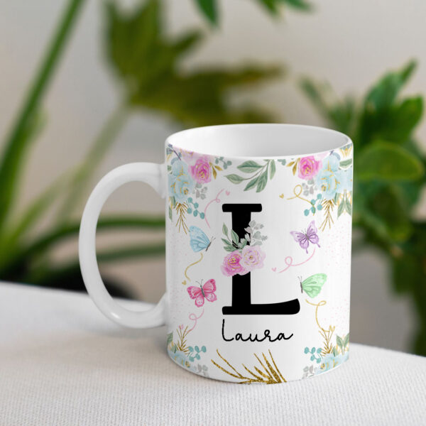 Caneca Floral com Inicial + Nome - Imagem 14