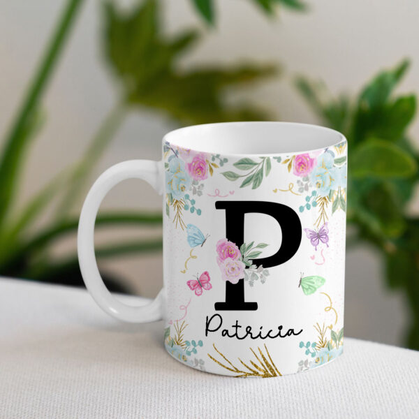 Caneca Floral com Inicial + Nome - Imagem 18