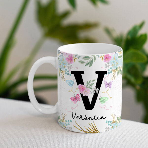 Caneca Floral com Inicial + Nome - Imagem 24