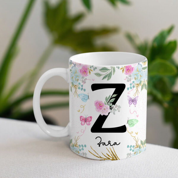 Caneca Floral com Inicial + Nome - Imagem 8