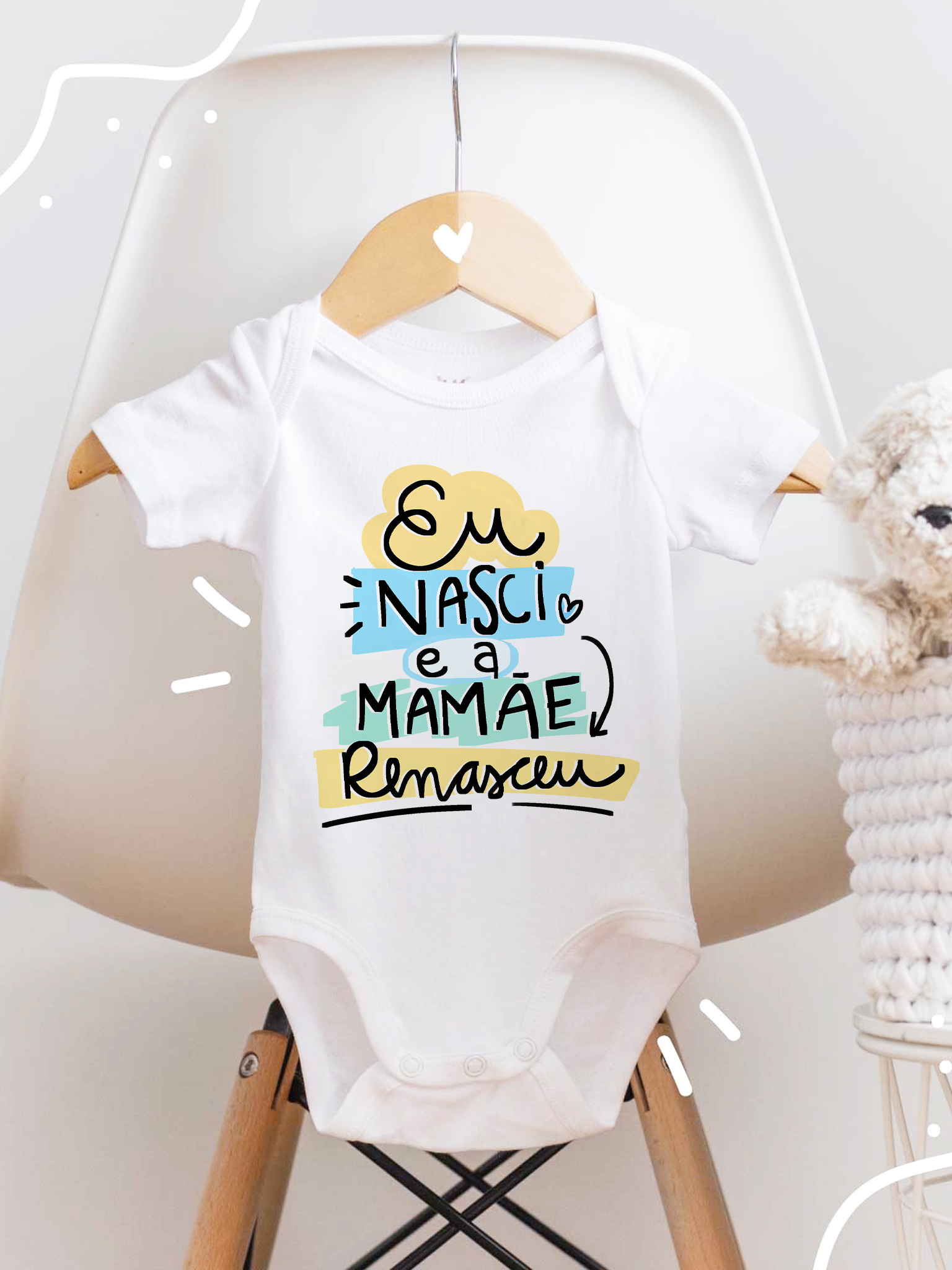 Body Bebê Menino - Eu nasci e a mamãe renasceu