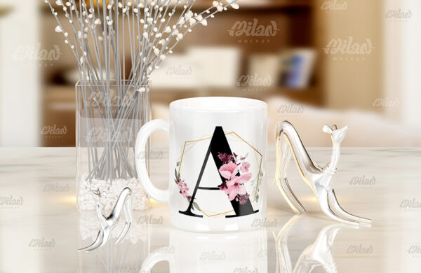 Caneca Floral com Inicial + Nome - Imagem 2
