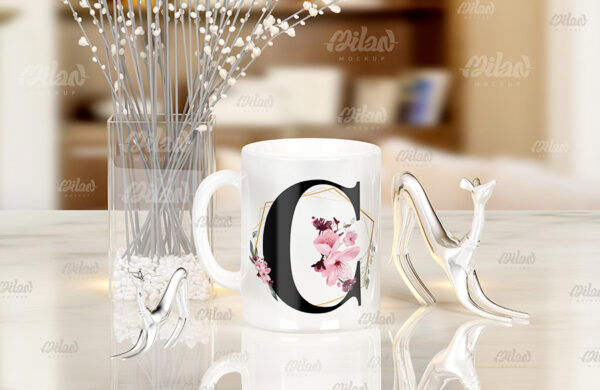 Caneca Floral com Inicial + Nome - Imagem 4