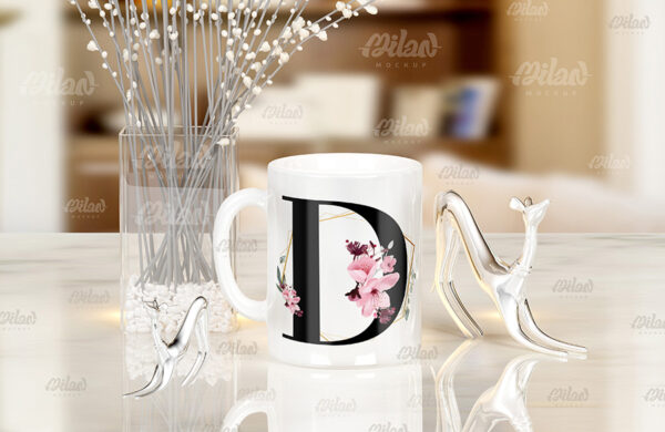 Caneca Floral com Inicial + Nome - Imagem 5
