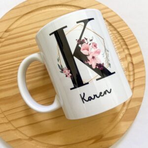 Caneca Floral com Inicial + Nome